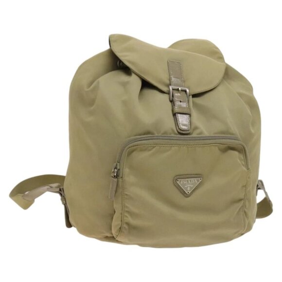 PRADA Backpack Nylon Khaki Silver Auth bs27513 - Picture 1 of 16